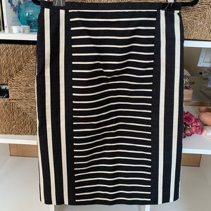J. Crew pencil skirt. Black and white striped.